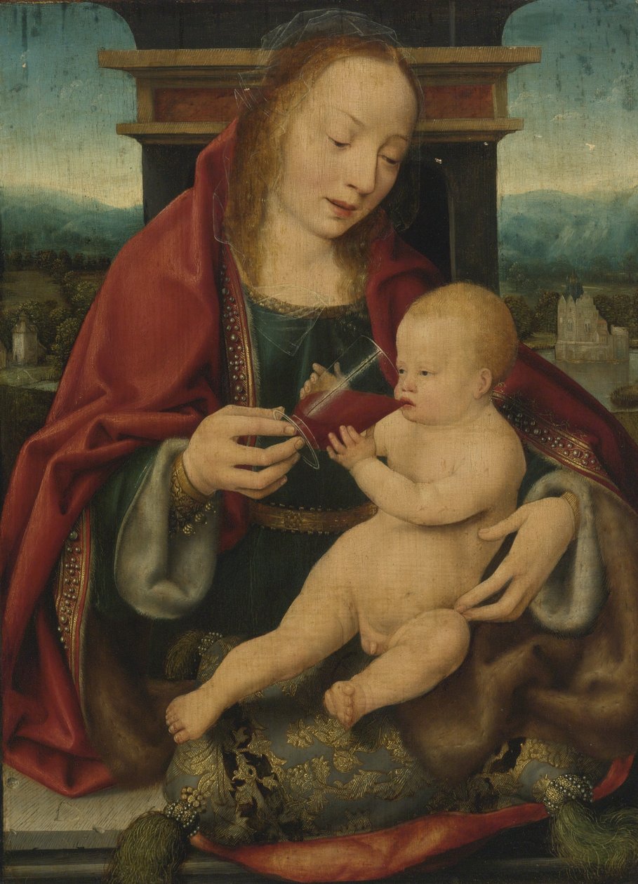 Néerlandais : Maria met wijndrinkend kind Vierge et enfant / Vierge et enfant buvant de l