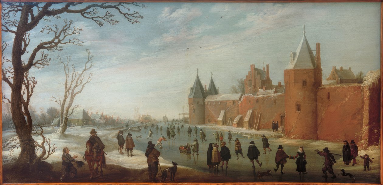 Patineurs dans le fossé de la ville - Joost Cornelisz. Droochsloot