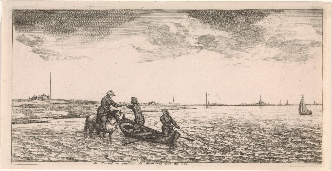 Réception du courrier par un postier à cheval - Joost van Geel