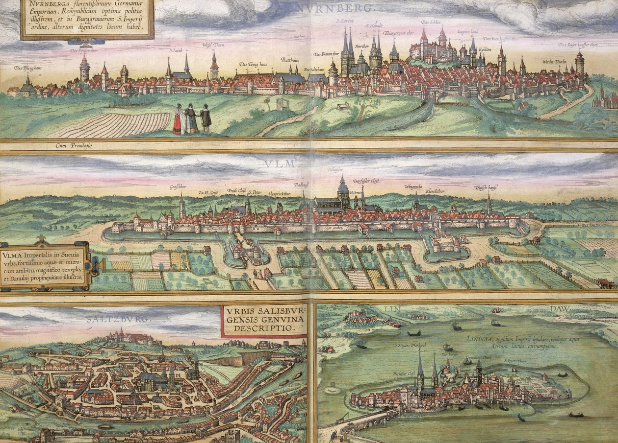 Carte de Nuremberg, Ulm et Salzbourg, de 