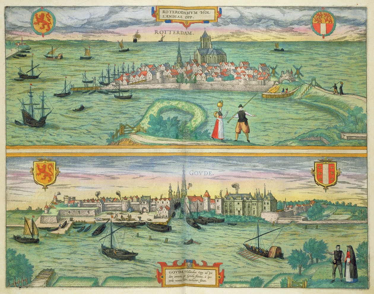 Carte de Rotterdam et Gouda, de 