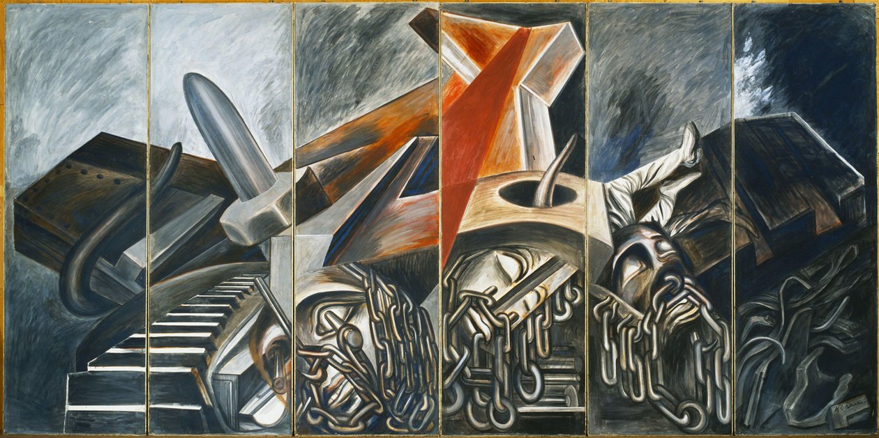 Bombardier en piqué et char, 1940 - José Clemente Orozco