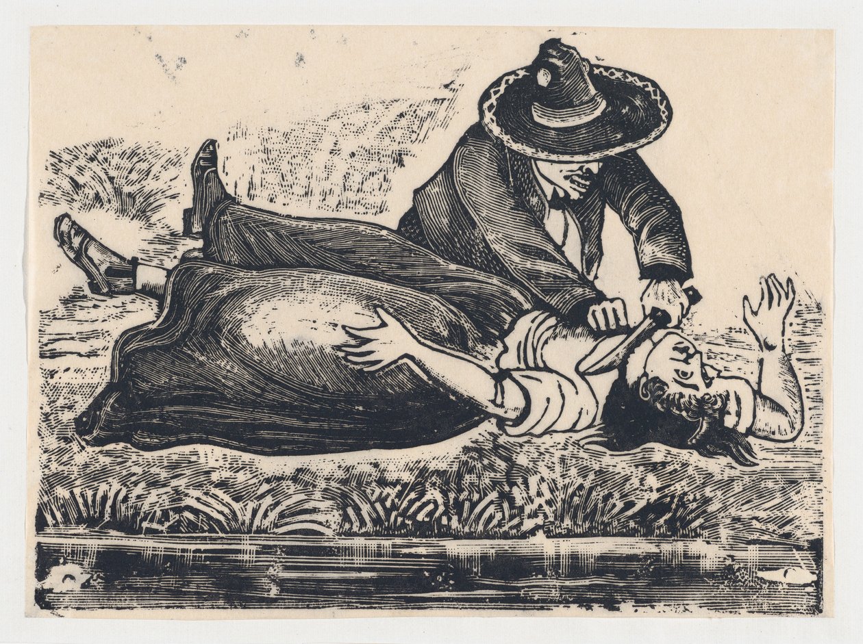 Francisco Guerrero, le tailleur de gilets et coupe-gorge, assassinant une femme, vers 19..., vers 1905-1910 - José Guadalupe Posada