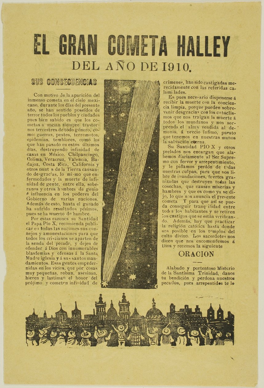 La Grande Comète de Halley, 1899, publiée en 1910 - José Guadalupe Posada