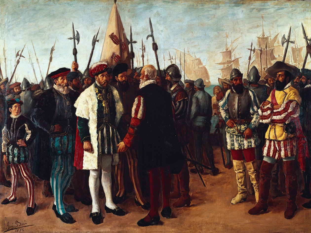 Le roi français François Ier (1494-1547) dans le port de Valence (peinture du 19ème siècle) - Jose Bru Albinana