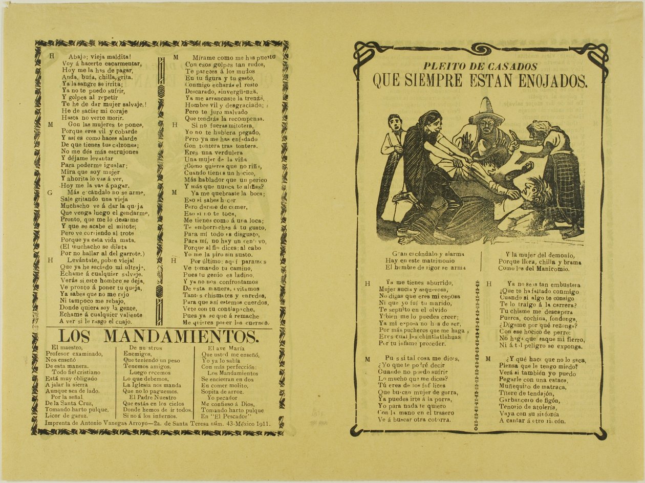 Streit der Ehepartner, die immer wütend sind - José Guadalupe Posada