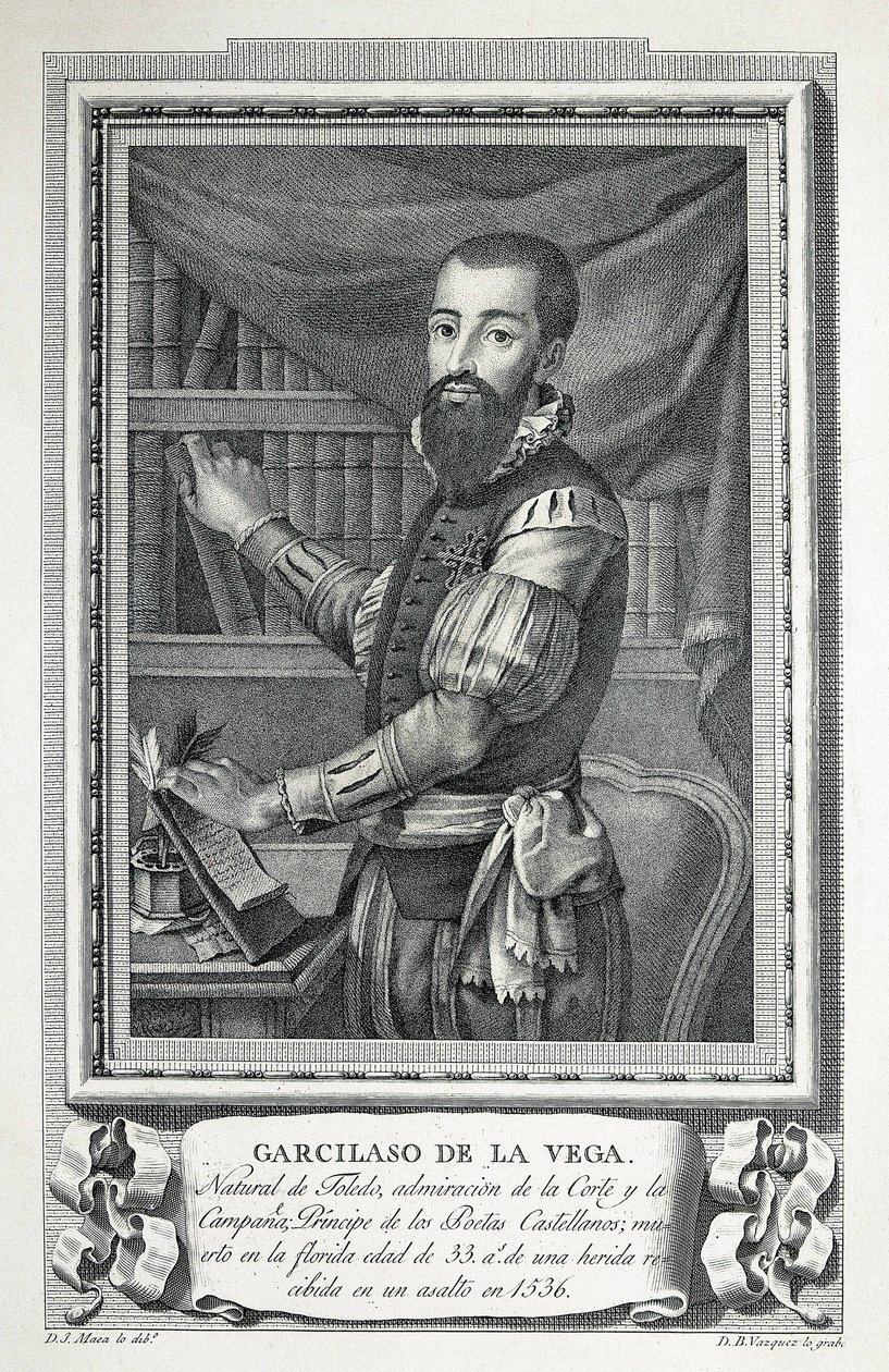 MAEA, José (1760-1826). Portrait de Garcilaso de la Vega. 1791. Dessin de José Maea gravé au burin par Bartolomé Vázquez. Eau-forte. - Jose Maea