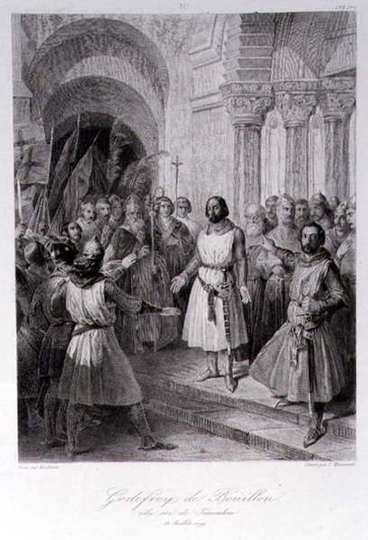 Godefroy de Bouillon (vers 1060-1100) Élu Roi de Jérusalem, gravé par Léopold Massard (1812-89) - Jose de (after) Madrazo y Garreta