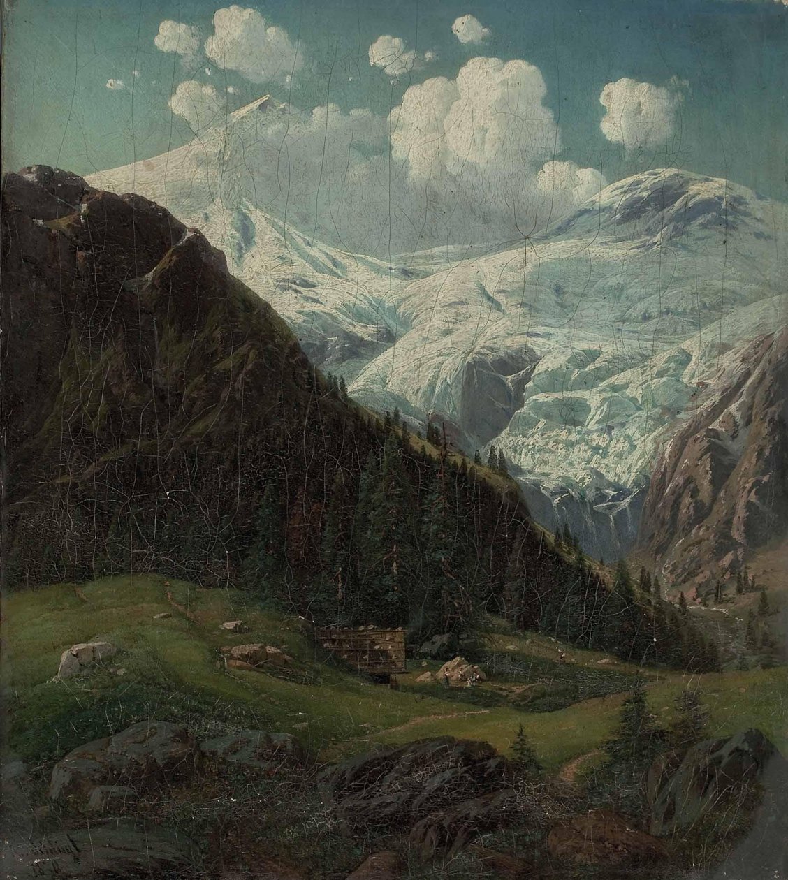 Alpage tyrolien avec vue sur le glacier de Hintertux - Josef von Schlogl