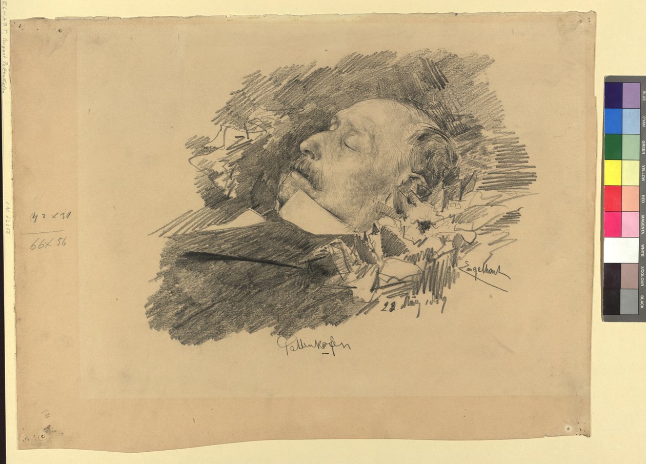Le peintre August Pettenkofen sur son lit de mort - Josef Engelhart