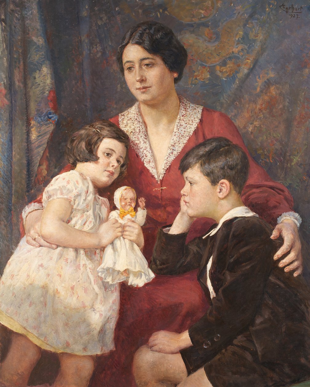 Madame Hirsch avec ses enfants - Josef Engelhart