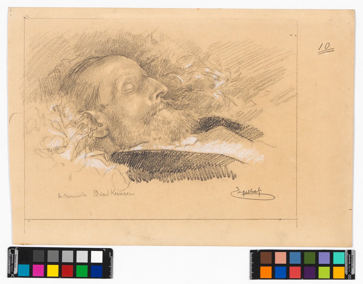Porträt des Chormeisters und Komponisten Eduard Kremser auf dem Sterbebett - Josef Engelhart