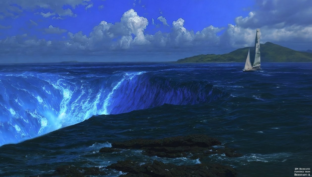 JJM recrée Bierstadt-A: Chutes du Niagara (avec voilier) - Josef Johann Michel