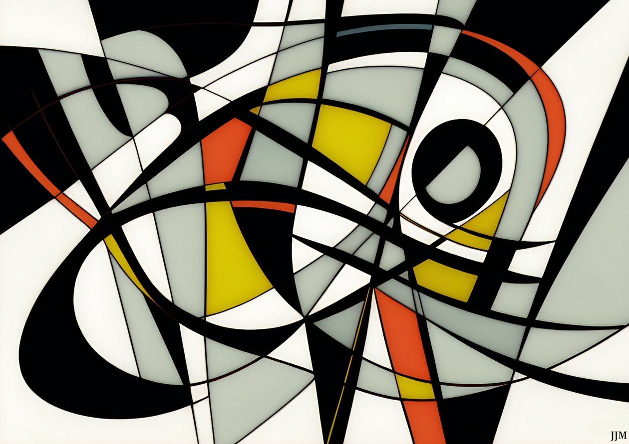 abstrait : sur fond blanc-cercles+balançoires 2 - Josef Johann Michel