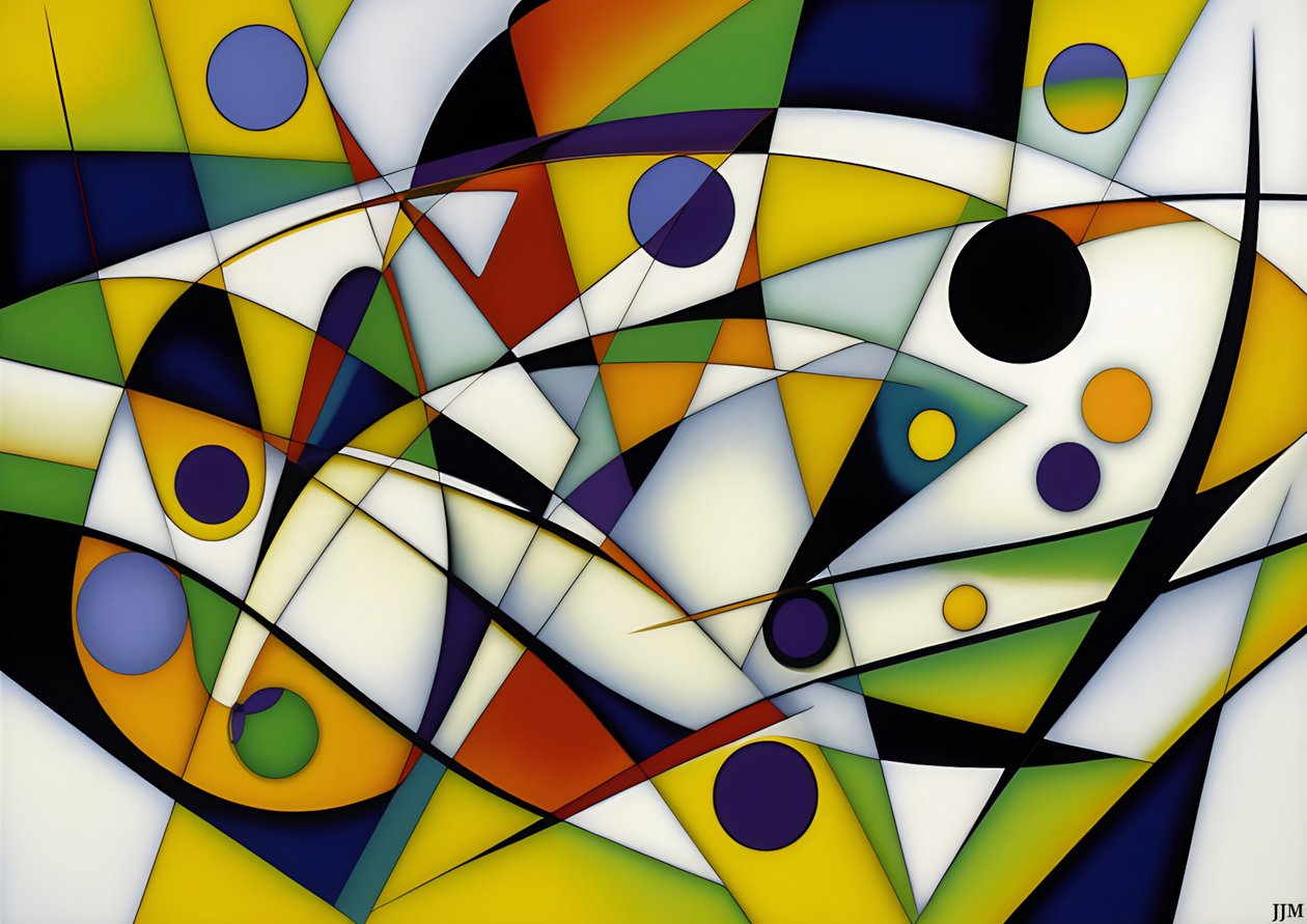 abstrait : sur fond blanc-cercles+balançoires 5 - Josef Johann Michel