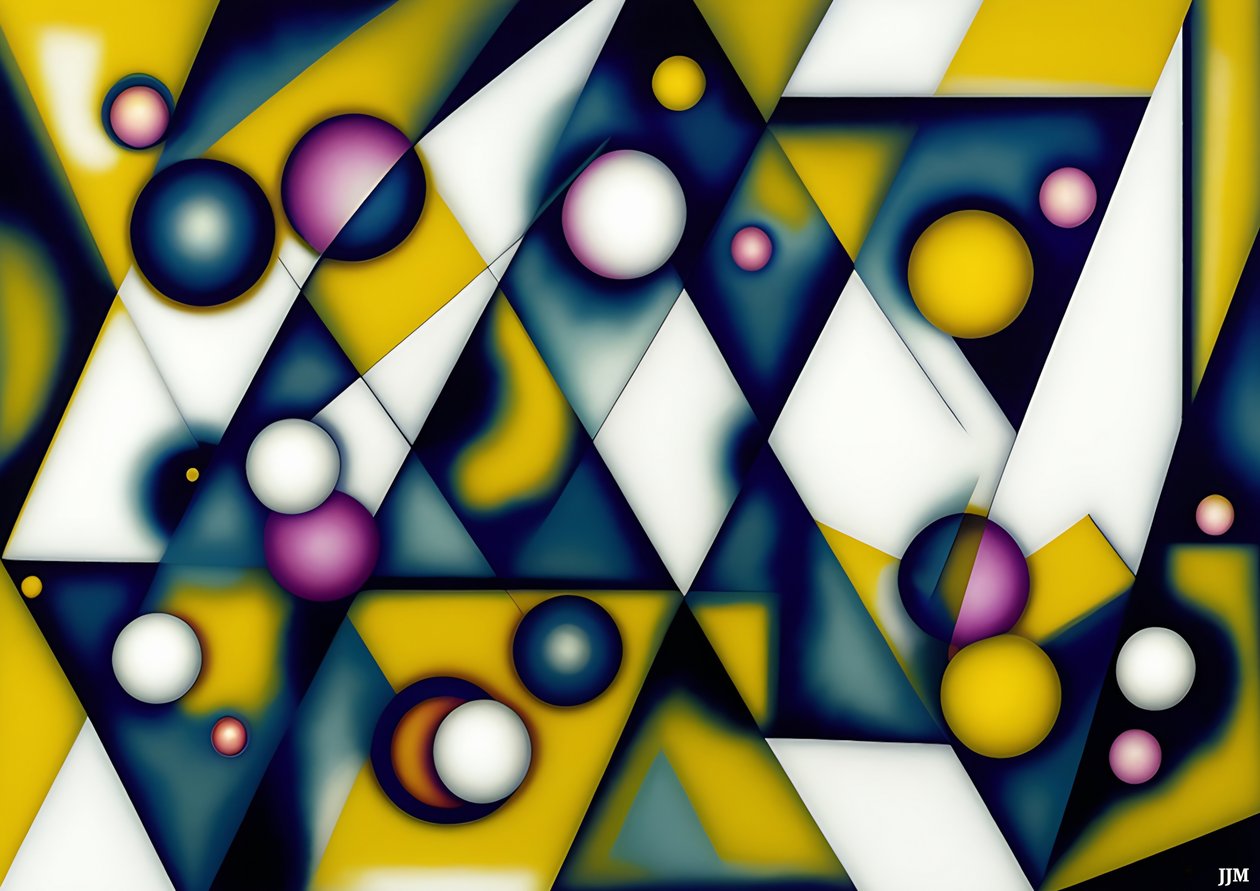 abstrait : sphères+triangles 2 - Josef Johann Michel