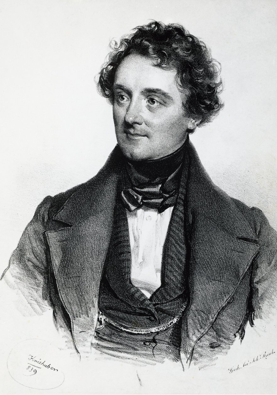 Portrait de Johann Nepomuk Eduard Ambrosius Nestroy (Vienne) - Josef Nikolaus Kriehuber