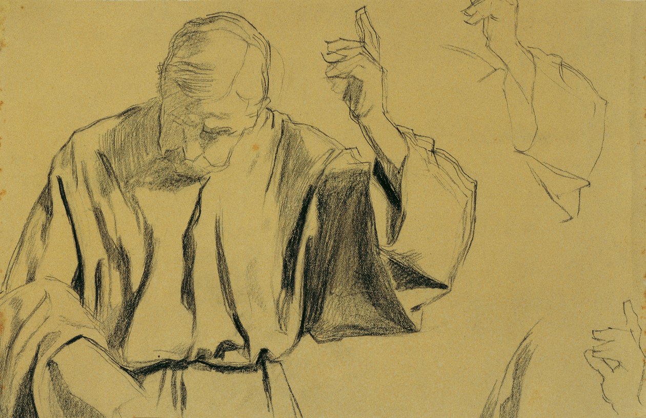 Étude de draperie pour le tableau "Ascension du Christ" - Josef Wawra