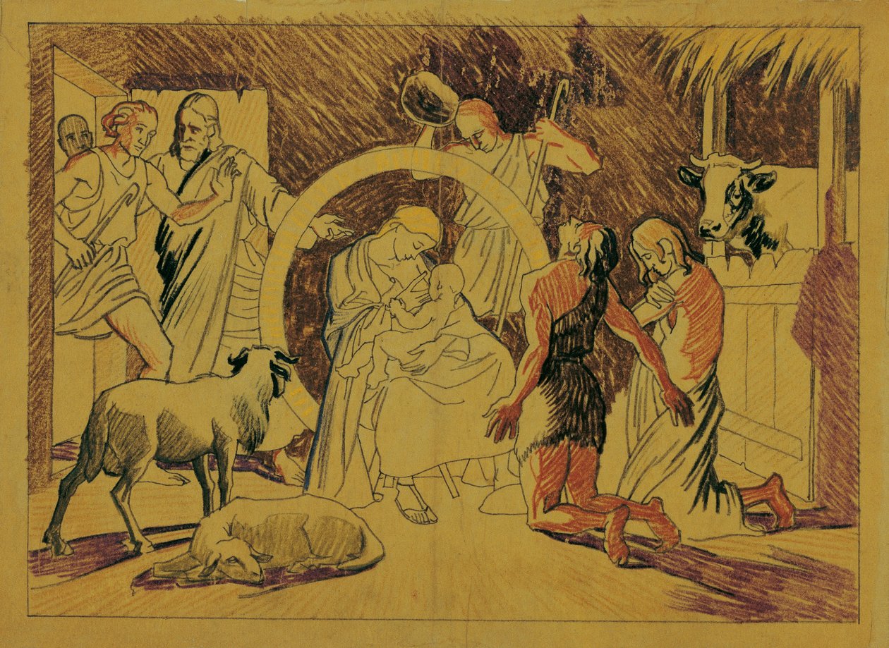 Sainte Famille avec bergers - Josef Wawra