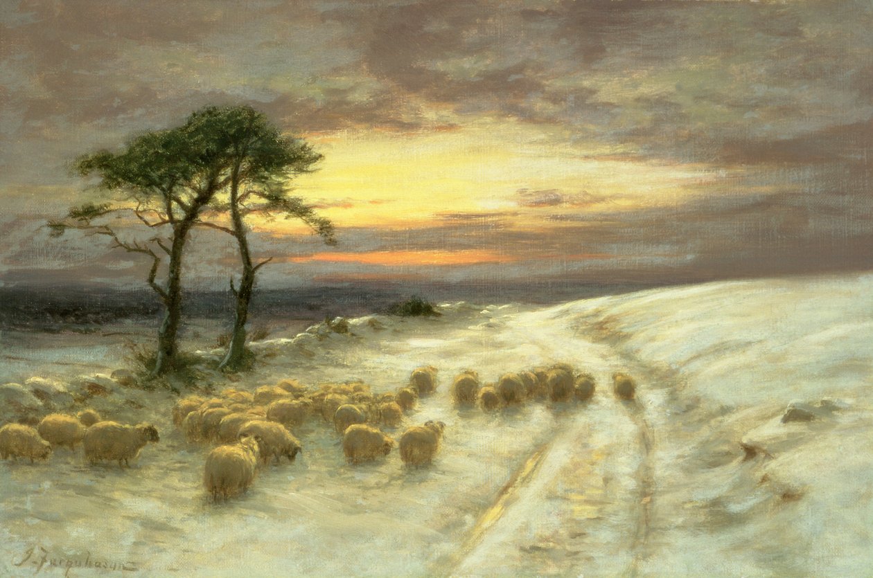 Moutons dans la neige - Joseph Farquharson