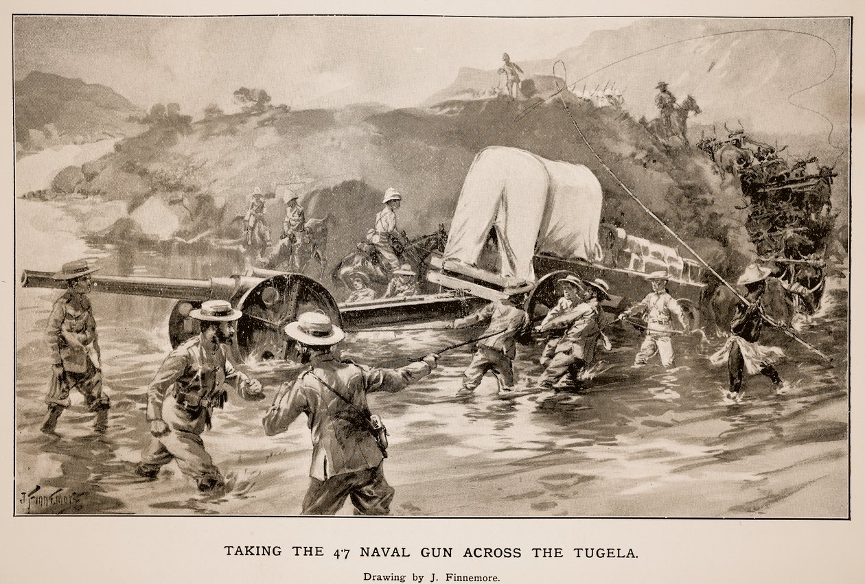 Transport du canon naval de 47 à travers le Tugela - Joseph Finnemore