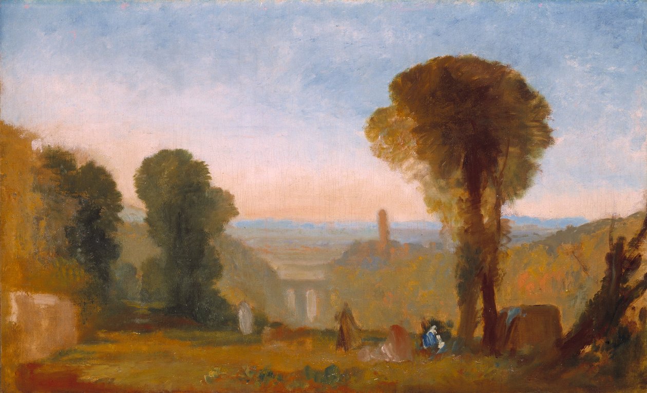 Paysage italien avec pont et tour - Joseph Mallord William Turner