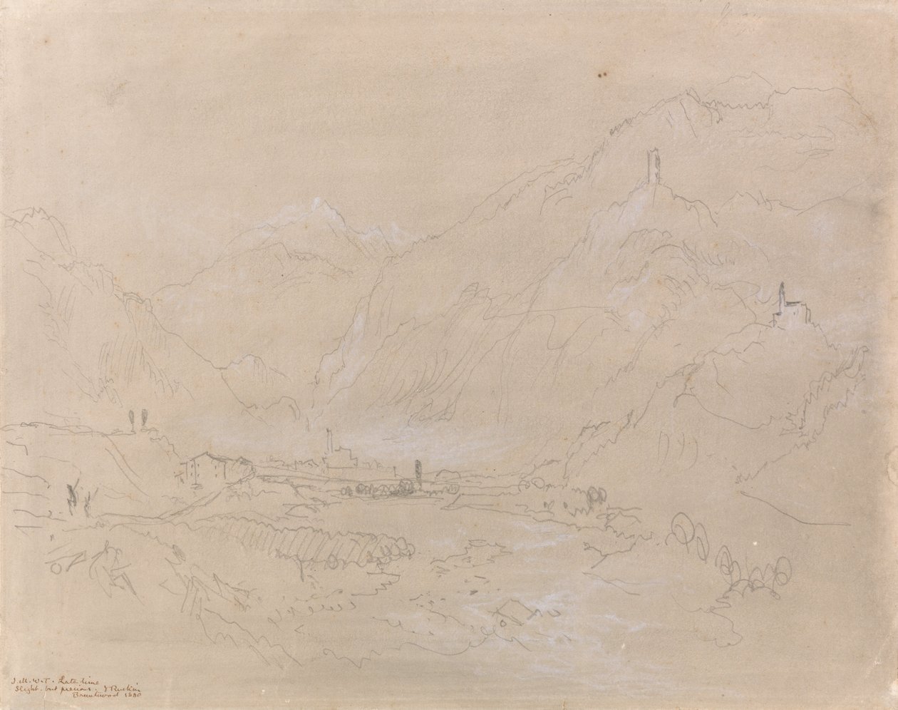 Paysage montagneux avec ville dans la vallée - Joseph Mallord William Turner