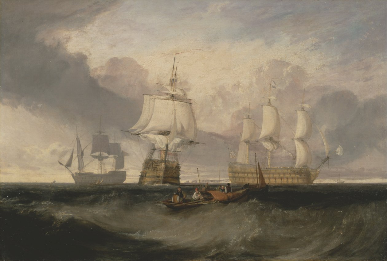 La Victoire revenant de Trafalgar, en trois positions - Joseph Mallord William Turner