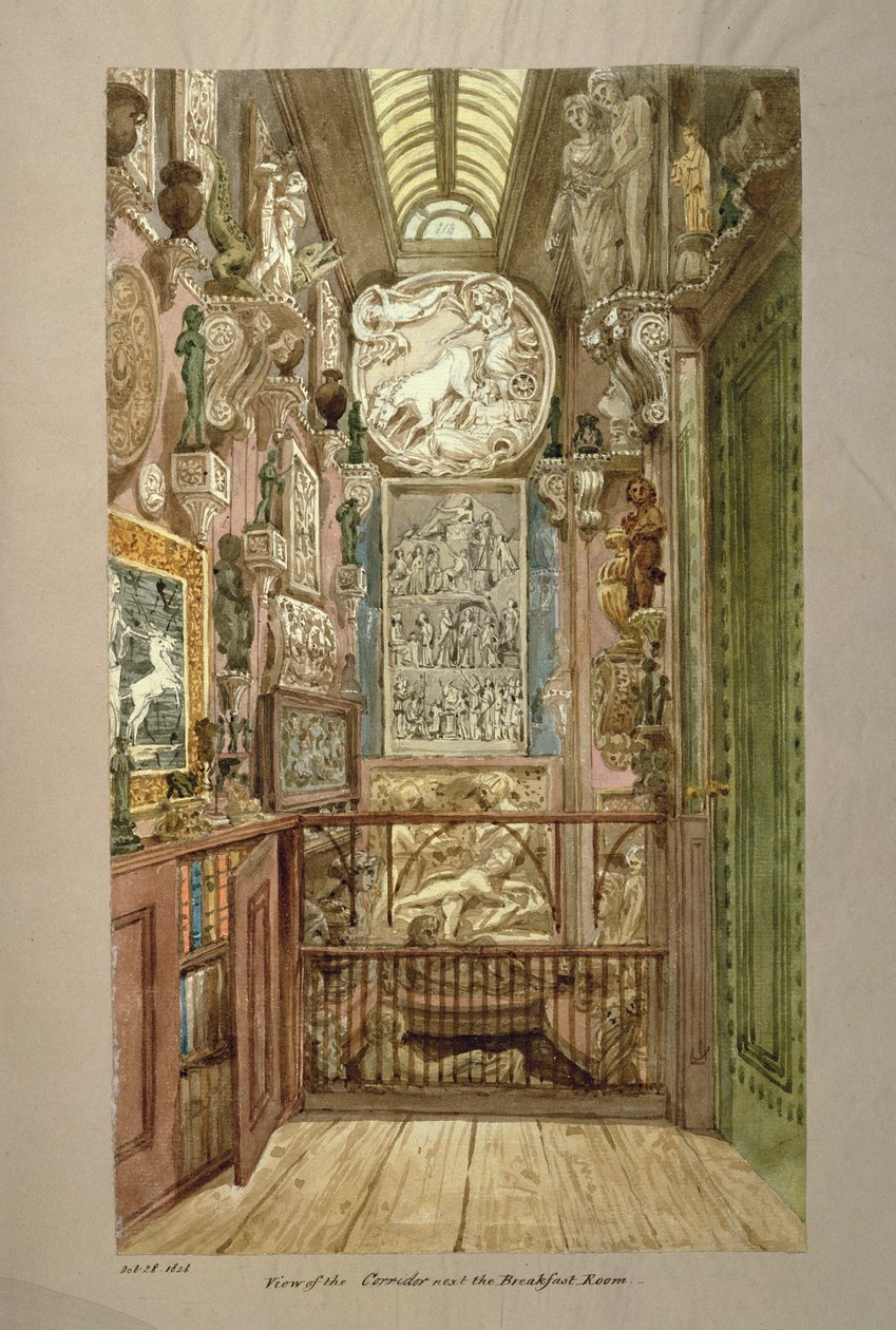Vue du couloir à côté de la salle de petit-déjeuner, 28 octobre 1826 - Joseph Michael Gandy