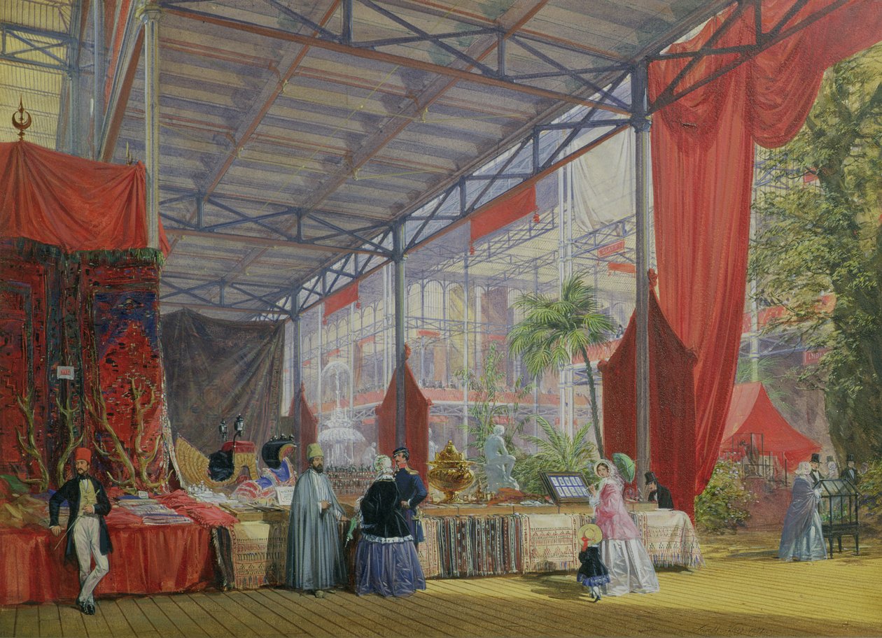 Une partie du transept de la Grande Exposition de 1851, montrant des stands avec les marchandises de la Turquie, 1851 - Joseph Nash