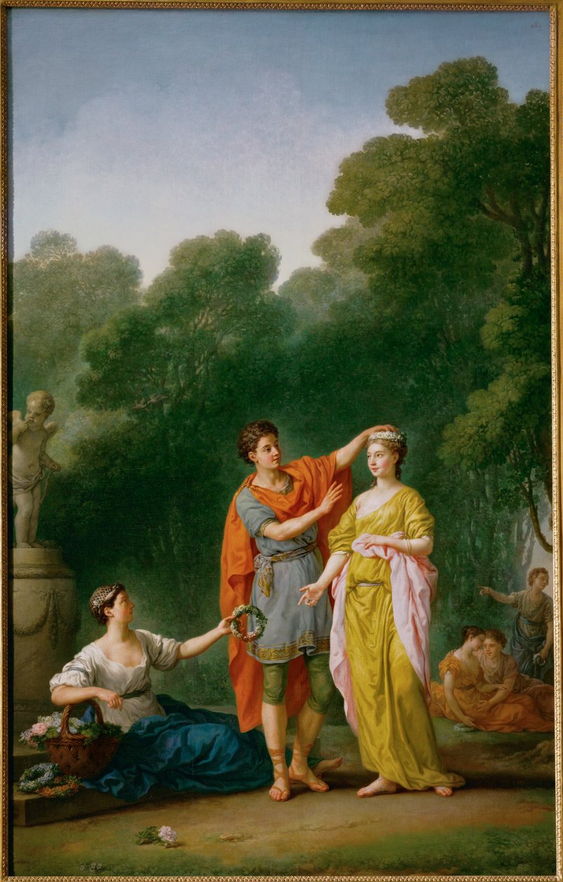 Un amoureux couronnant sa bien-aimée d