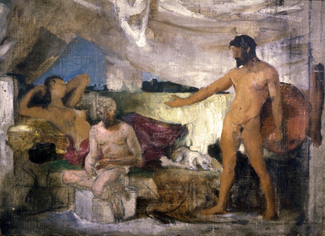 Guerre de Troie : Achille et Priam, roi de Troie, vers 1850 - Joseph Noel Sylvestre