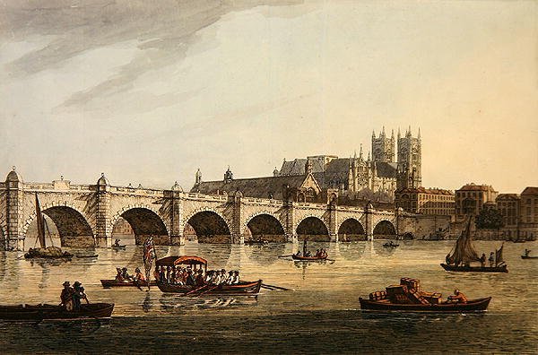 Vue du pont de Westminster, abbaye et hall, gravée par J.C. Stadler - Joseph (after) Farington