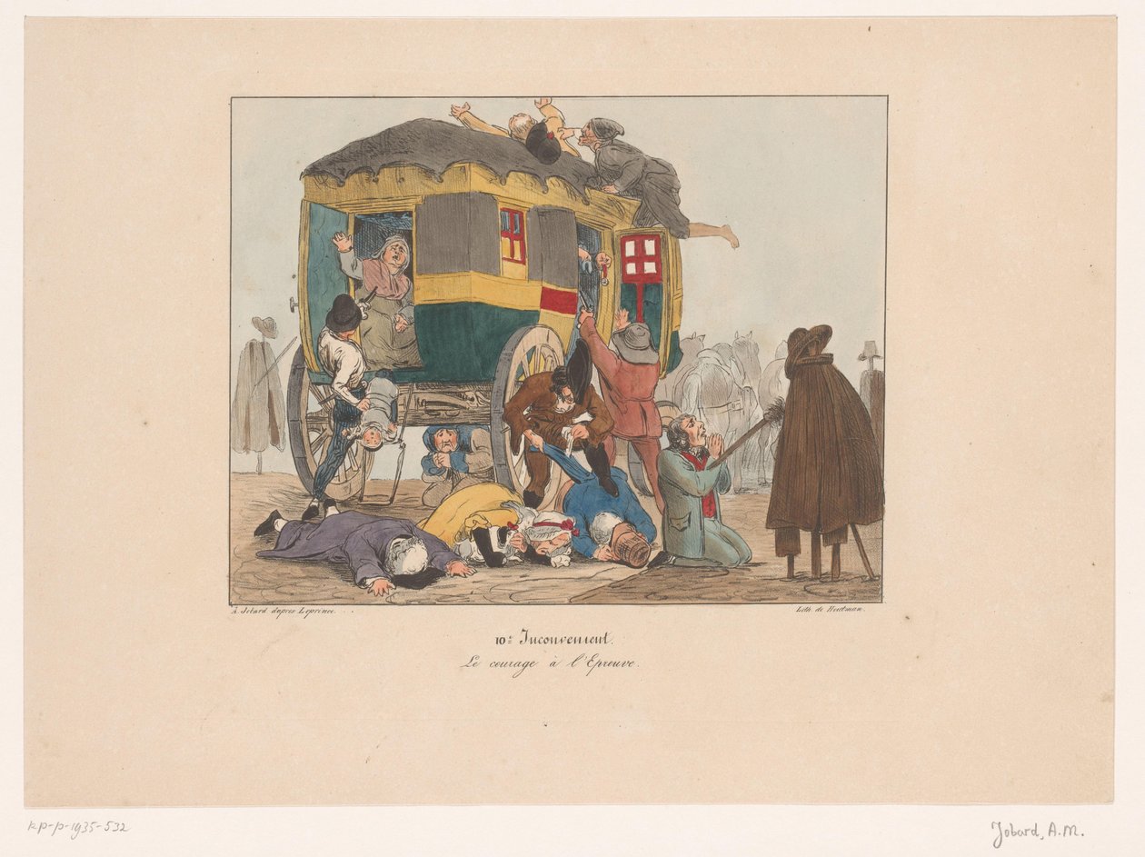 Omnibus avec passagers attaqué - Joseph Ambroise Jobard