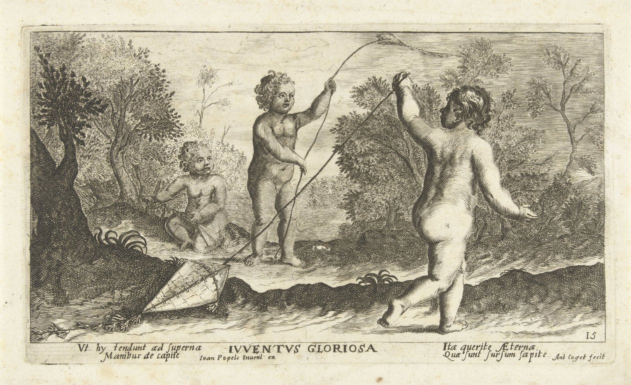 Enfants faisant voler un cerf-volant - Joseph Antoine Cochet