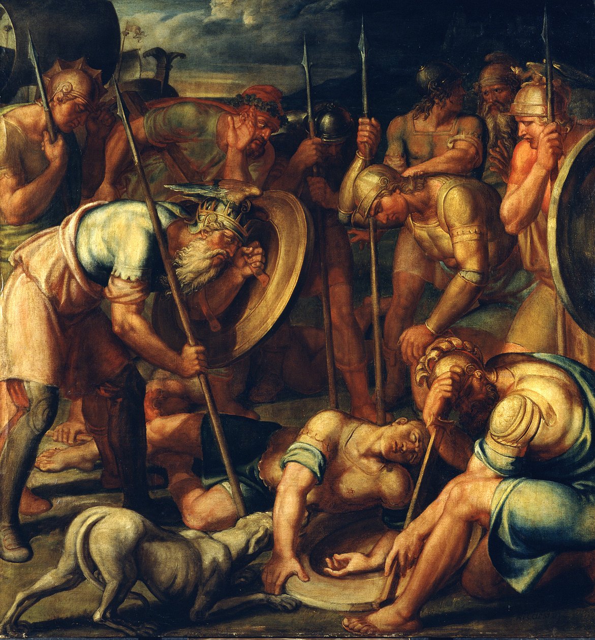 Scène de guerriers antiques. Mort d