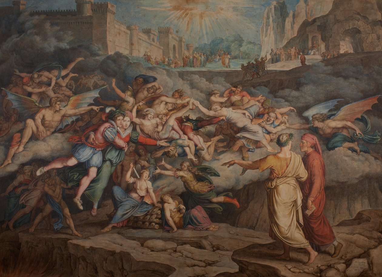 Dante et Virgile dans le deuxième cercle de l