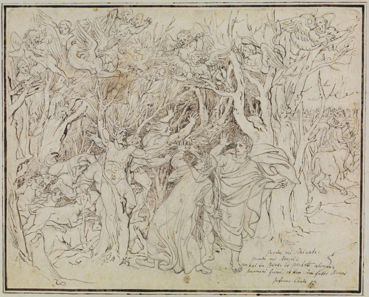Dante et Virgile dans la forêt des suicidés (L