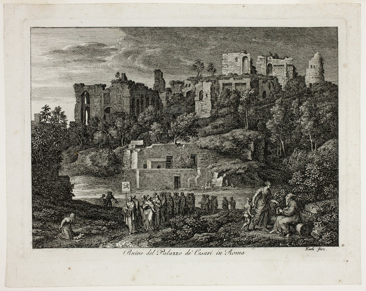 Ruines du palais des Césars à Rome, planche huit de Die Römische Ansichten - Joseph Anton Koch