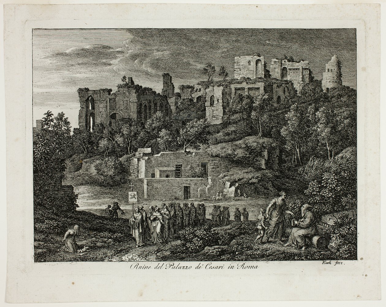 Ruines du palais des Césars à Rome, planche huit de Die Römische Ansichten - Joseph Anton Koch