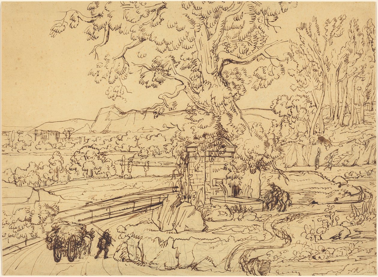 La campagne romaine avec une fontaine antique - Joseph Anton Koch