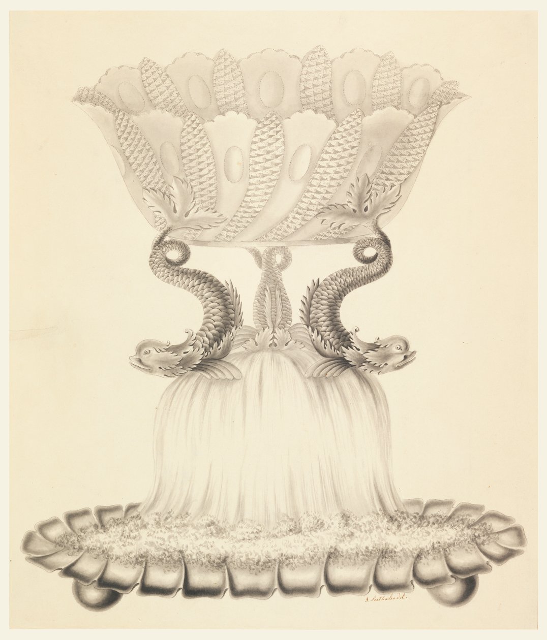 Conception pour une compote en argent et cristal - Joseph Anton Seethaler Ii