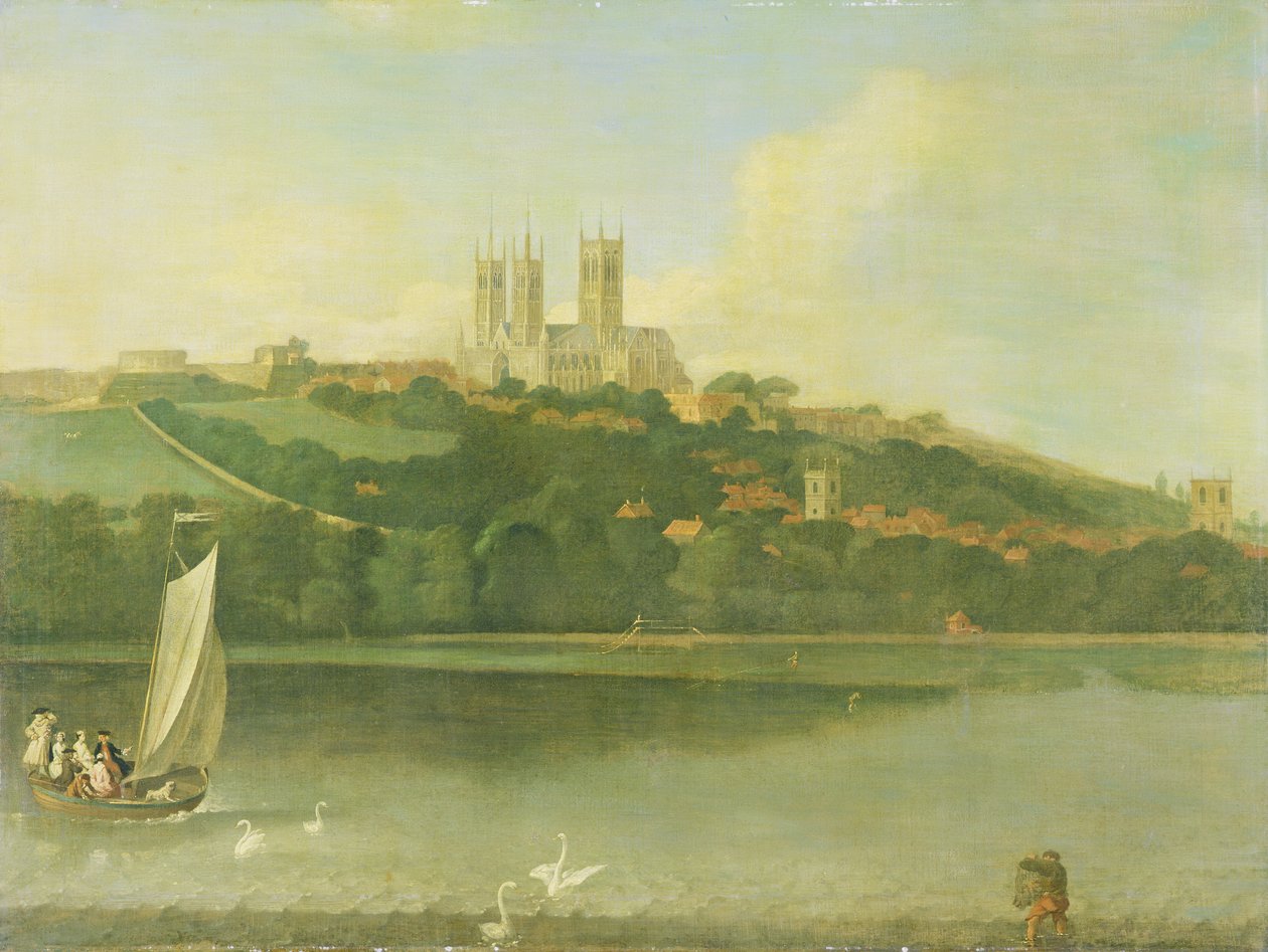 Vue de la cathédrale et de la ville de Lincoln depuis la rivière, vers 1760 - Joseph Baker