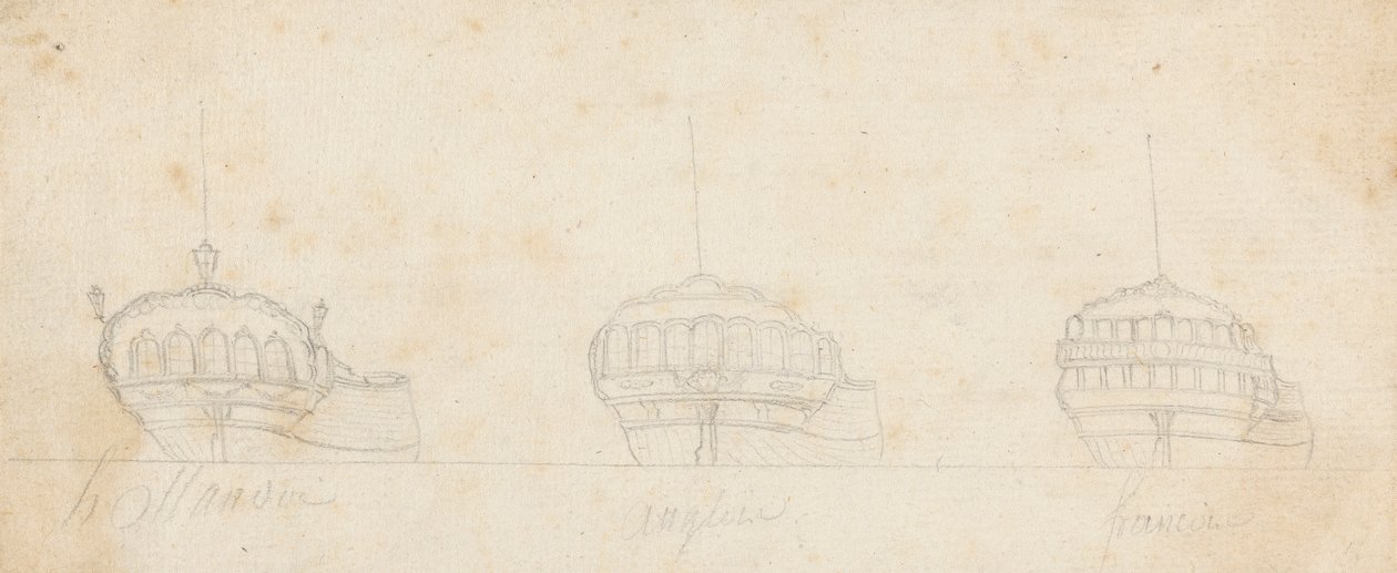 Poupe décorative de trois navires - Joseph Cartwright