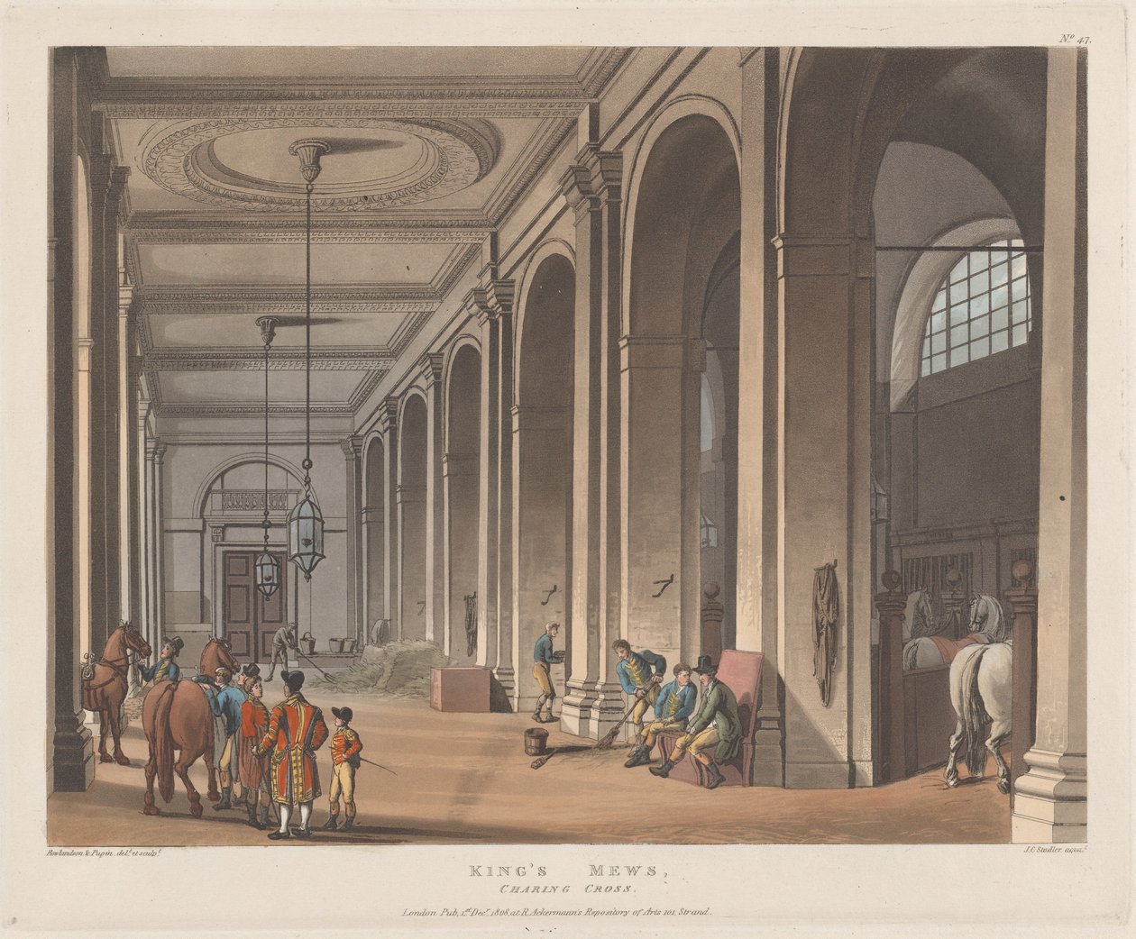 Les écuries royales, Charing Cross, 1er décembre 1808 - Joseph Constantine Stadler