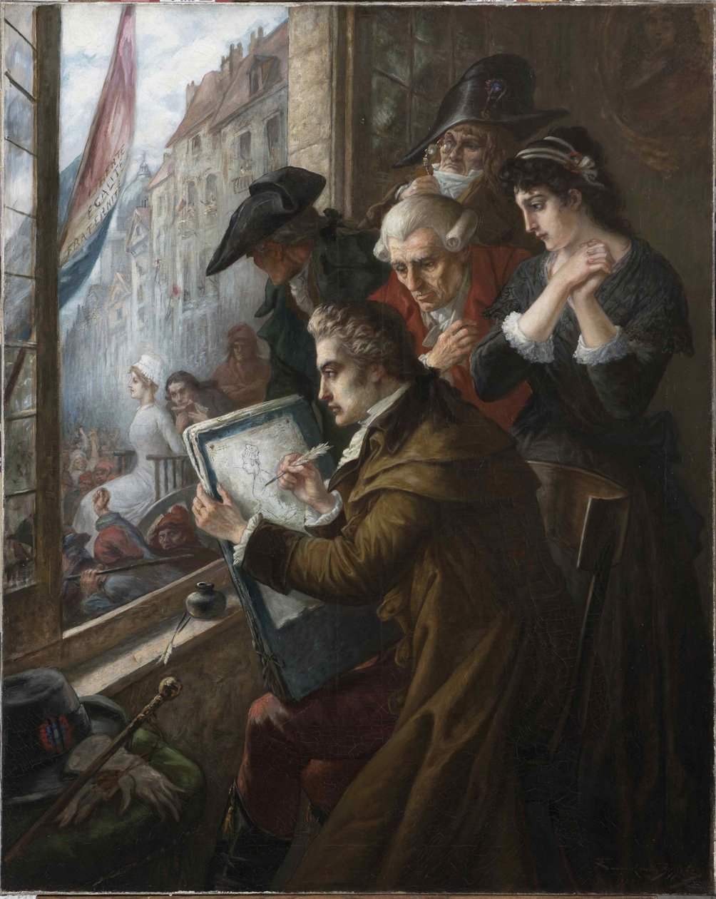 Jacques-Louis David dessinant Marie-Antoinette conduite à son exécution - Joseph Emanuel Van Den Bussche