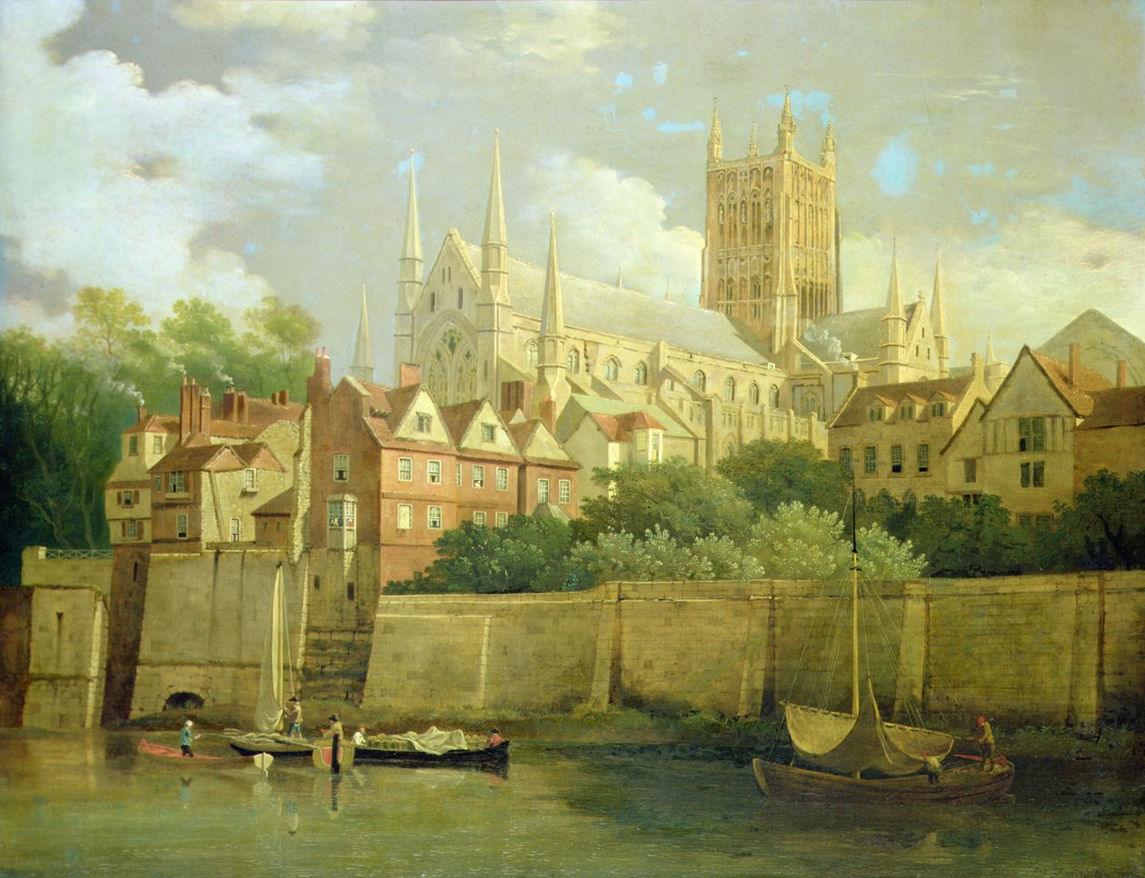 Vue de la cathédrale de Worcester depuis le sud-ouest - Joseph Farington