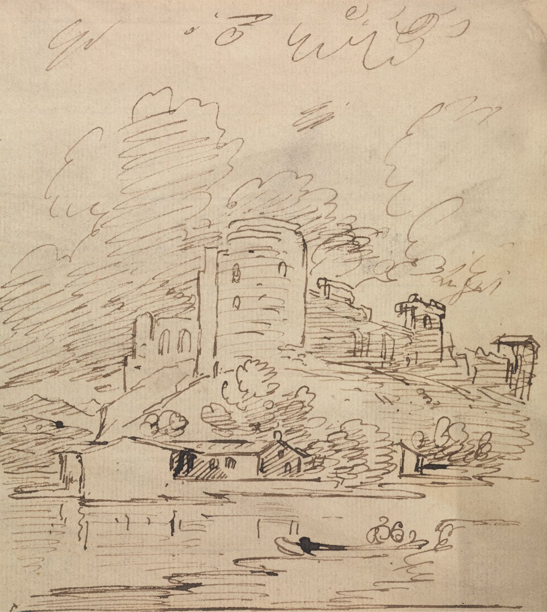 Château avec une tour ronde au-dessus d