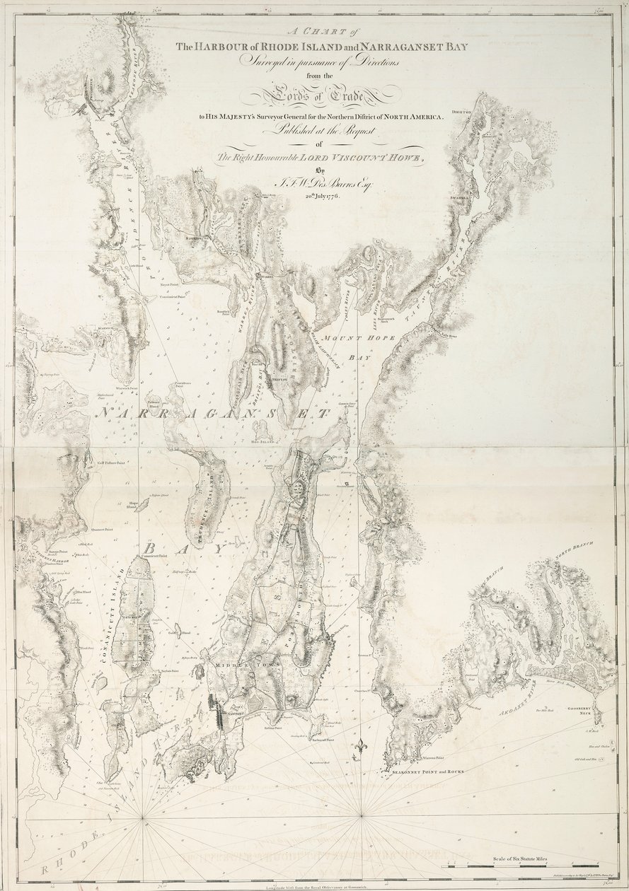 Carte du port de Rhode Island et de la baie de Narraganset - Joseph Frederick Wallet DesBarres
