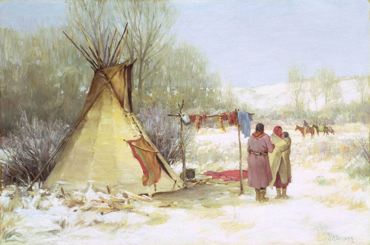 Indiens retournant à un camp d